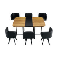 ESSGRUPPE DE-39496 ausziehbar, mit 4 Stühlen und Metallgestell Schwarz - Schwarz, Holzwerkstoff (150/79/100cm) - ComfortXL