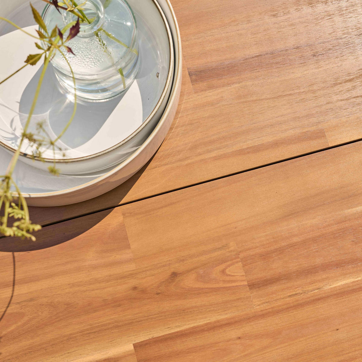 GARTENTISCH , Holz und Grau - Eichefarben, Holz (200/95/75cm) - Oviala