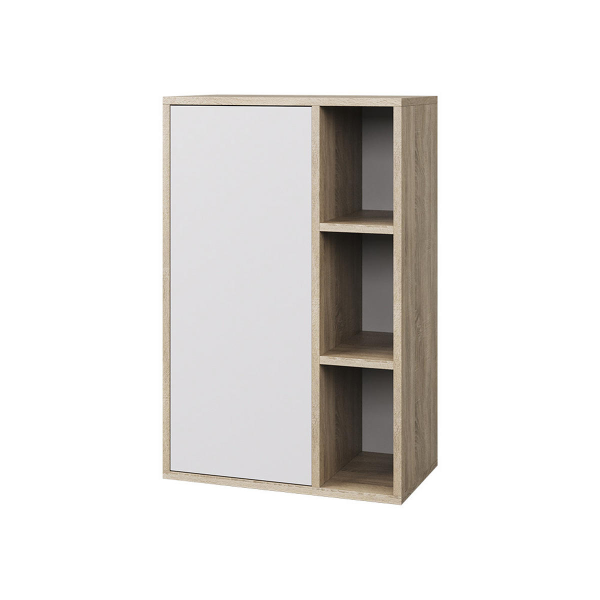 STĚNOVÁ POLICE Berno Sonoma/bílá - bílá/Sonoma dub, kompozitní dřevo (50.1/78.4/28.3cm) - Vicco