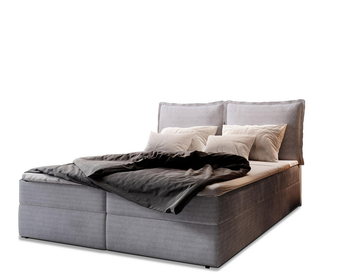 POSTEL BOXSPRING LENTE 140x200 cm, s matrací a úložným prostorem, šedá - šedá, kompozitní dřevo/textil (140/200cm) - MASSENO