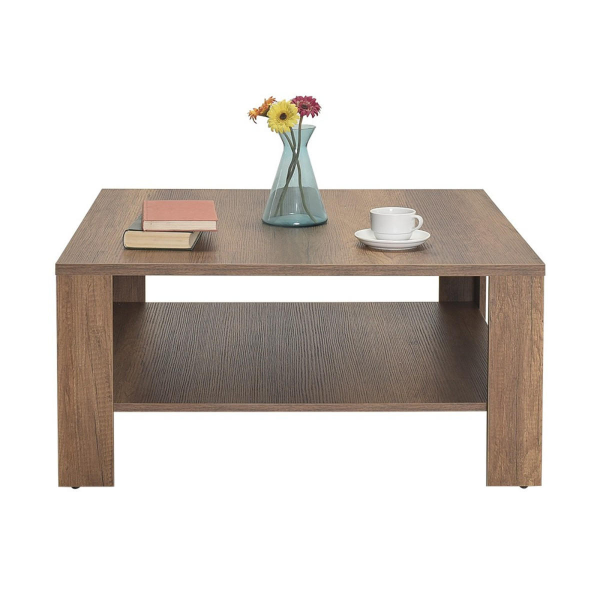 COUCHTISCH mit Ablagefach - lena 90/90/42 cm - Naturfarben, Holzwerkstoff (90/90/42cm) - Calicosy