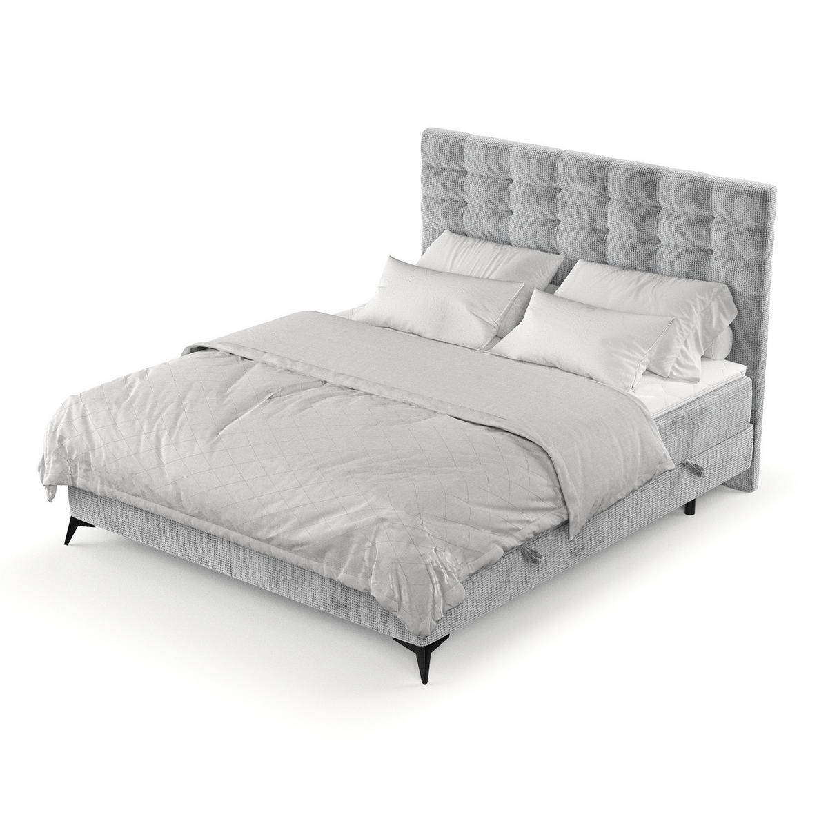 BOXBETT Niro 200/200 cm Hellgrau im Bonita Stoff - Hellgrau/Schwarz, Holz/Holzwerkstoff (200/200cm) - AltaBeds