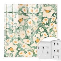 SCHLÜSSELBOX Weiß 30x30 cm – Türöffnung nach rechts - Blumenmuster - Grün, Metall (30/30/5cm) - TULUP