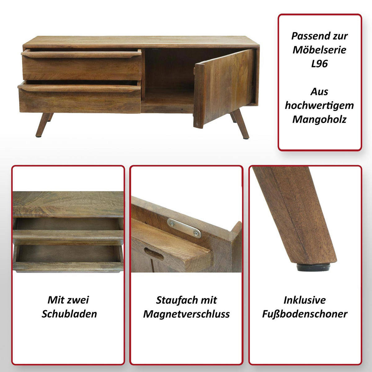 TV-RACK Walnuss Dekor - Walnussfarben, Holz (110/46/35cm) - MCW