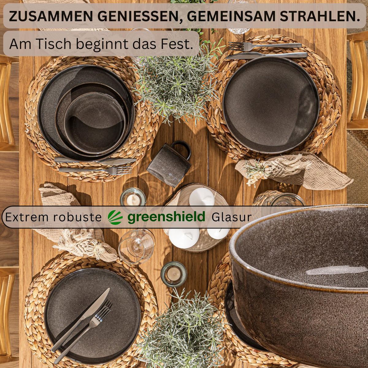 SCHALEN SET KAIRO GRAPHIT - 6 teilig aus Steingut - Braun, Keramik (38.5cm) - Sänger