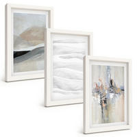 BILDER SET 3er Set - 20x30 cm Weißer Rahmen - Abstrakte Erdmuster - Weiß, Kunststoff (20/30cm) - TULUP