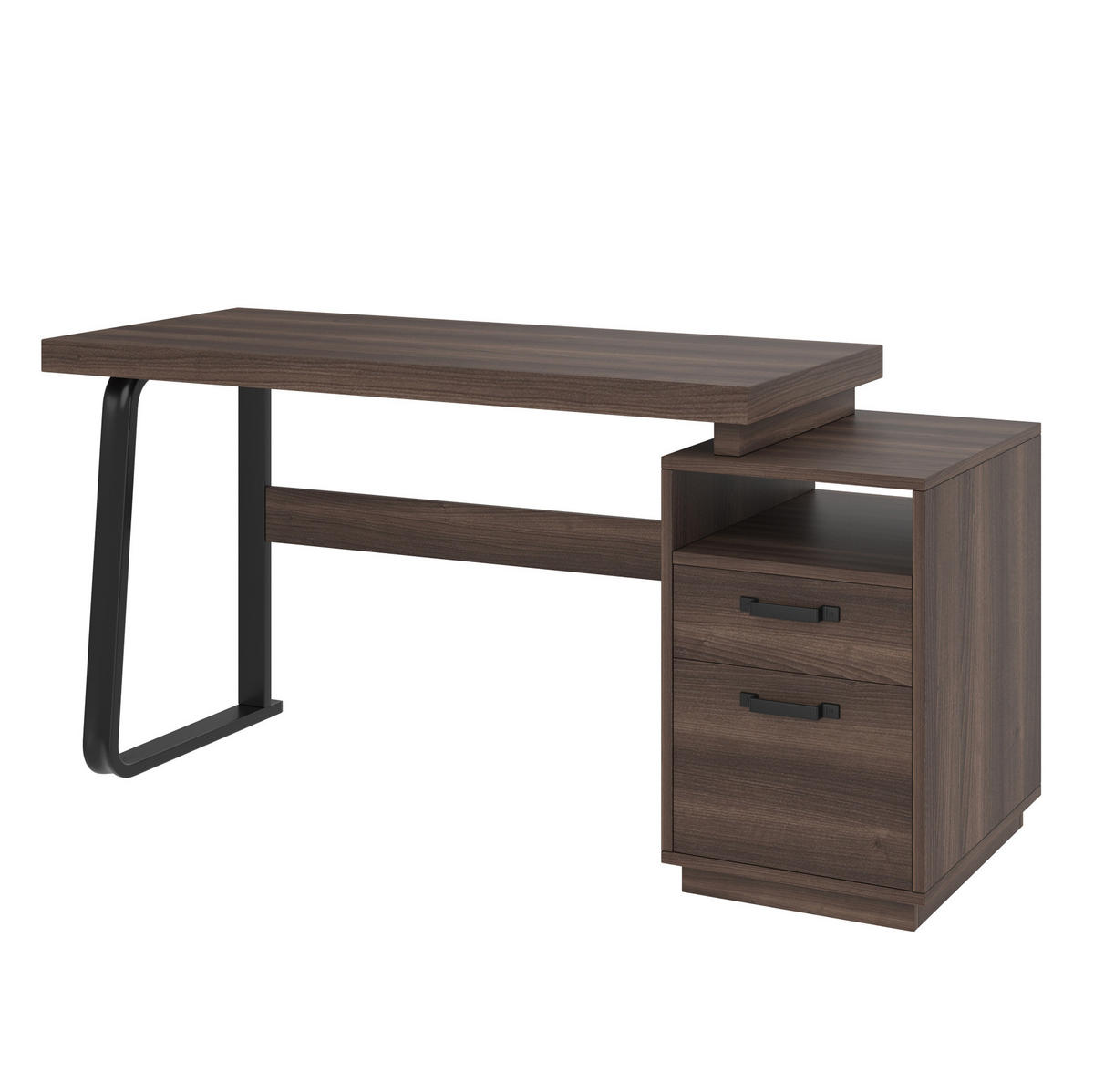 SCHREIBTISCH 135/54 cm mit Schublade und Ablage in Braun - Dunkelbraun, Holzwerkstoff (161/54/76.4cm) - BEAOK