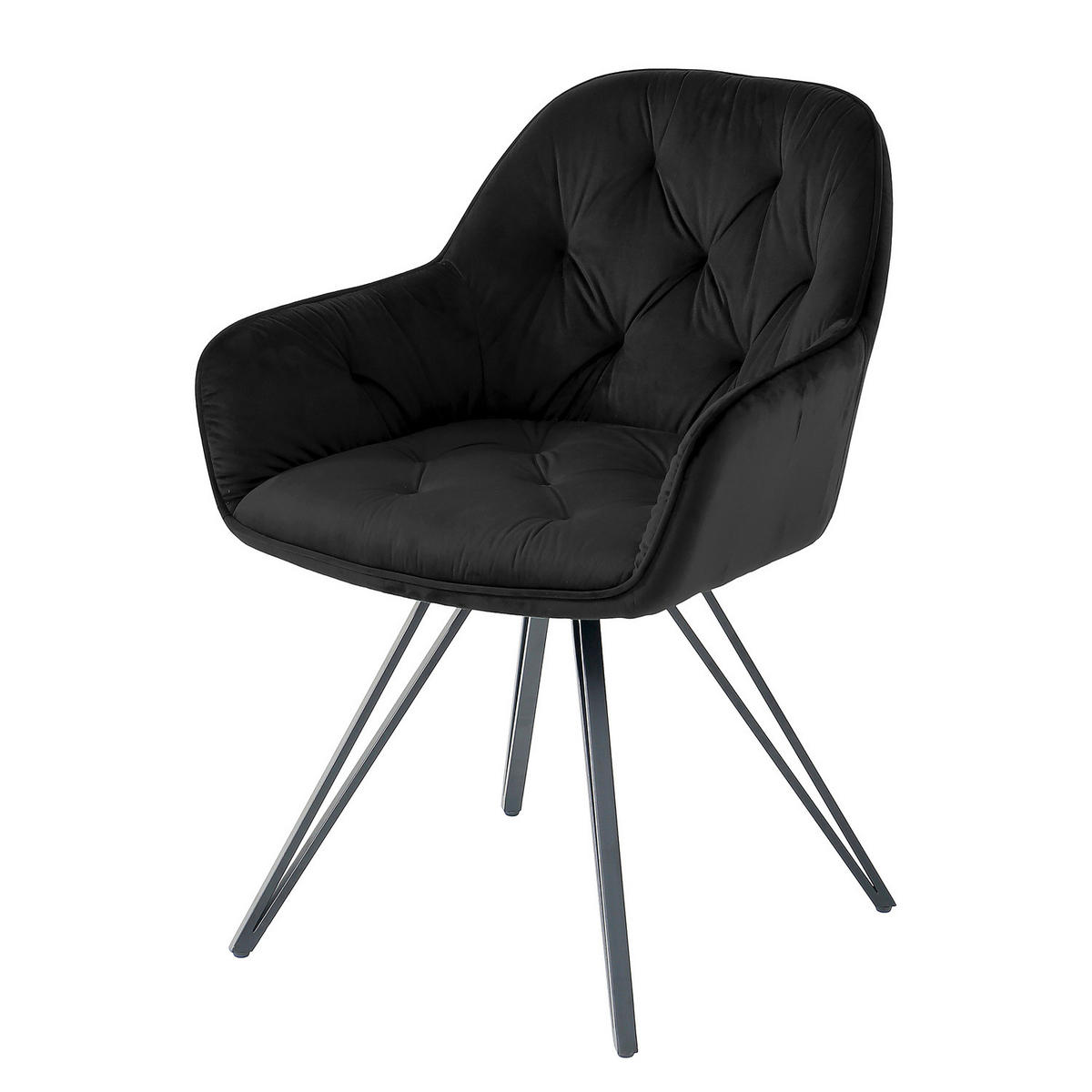 DREHBARER ARMLEHNENSTUHL - 2er-Set - Schwarz, Textil/Metall (61/82/62cm) - home24