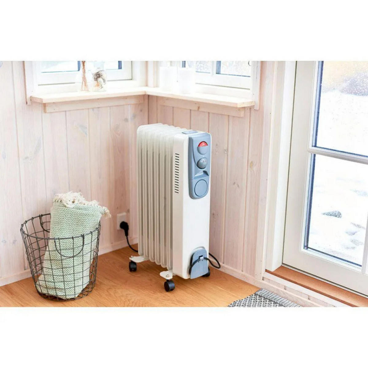 ÖLRADIATOR Elektroheizung 1500 W Thermostat Weiß 7 Rippen - Creme/Schwarz, Kunststoff/Metall (23/63/32cm) - JUNG