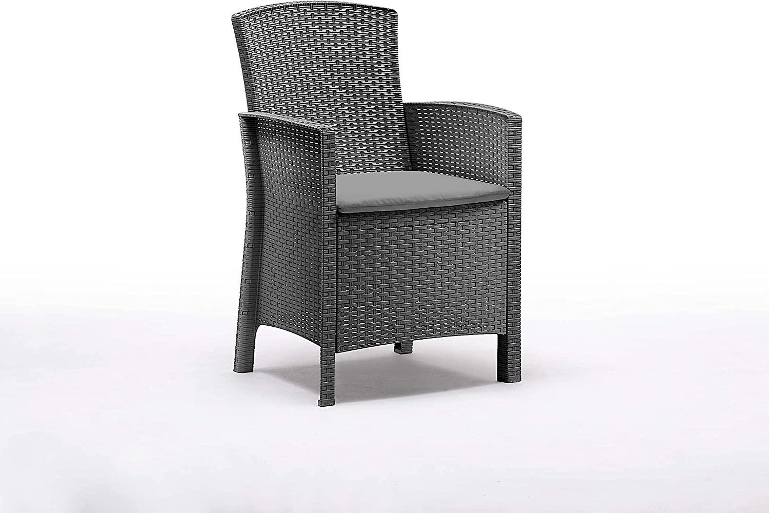 ESSGRUPPE Lido Esstisch Dallas mit 2 Sesseln - Grau, Kunststoff - BICA