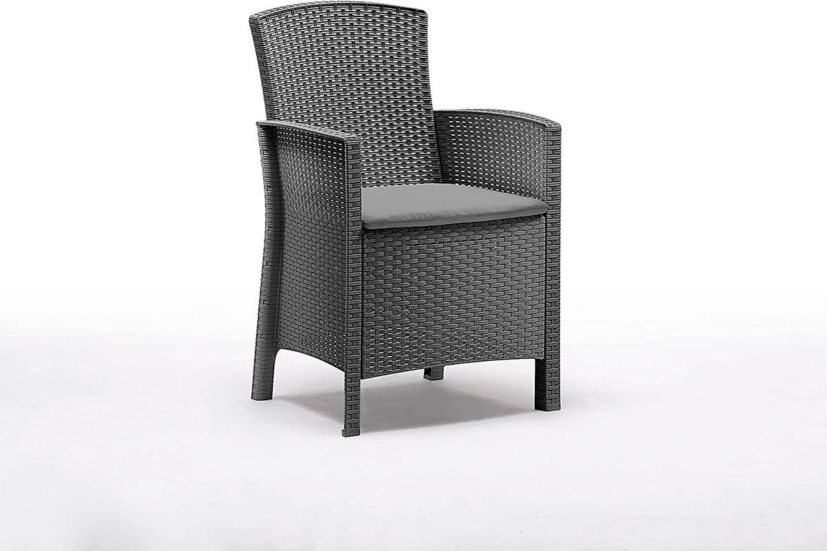 ESSGRUPPE Lido Esstisch Dallas mit 2 Sesseln - Grau, Kunststoff - BICA