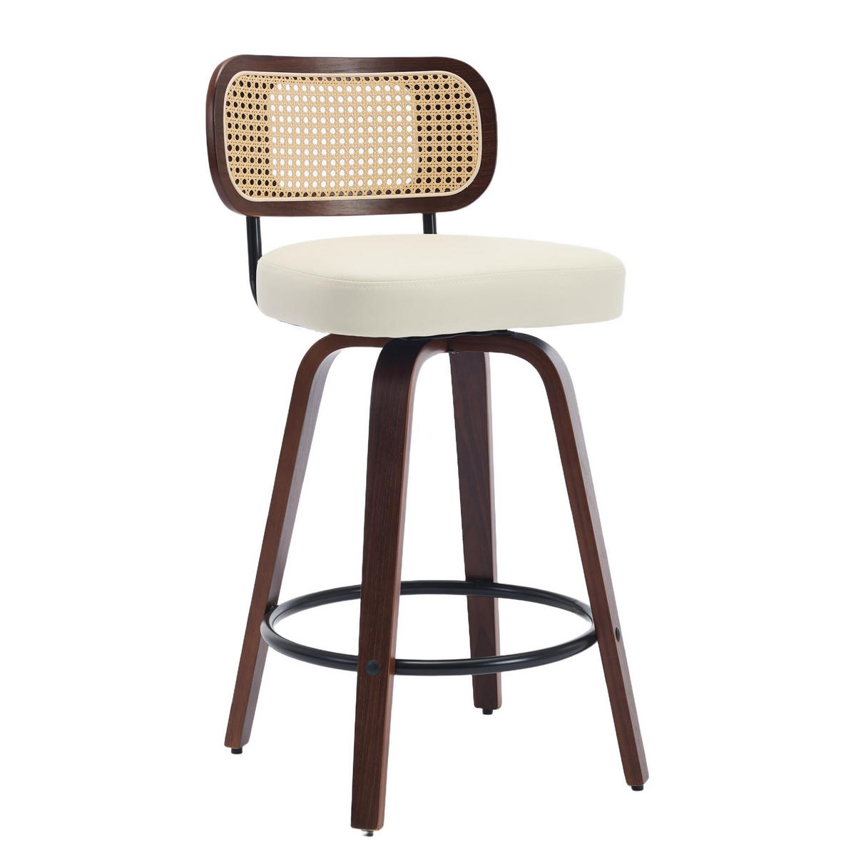 BARHOCKER 2er-Set,Drehstuhl,360° drehbar,PU-Leder,Beige - Beige, Holz (42/90/56cm) - LVHOM