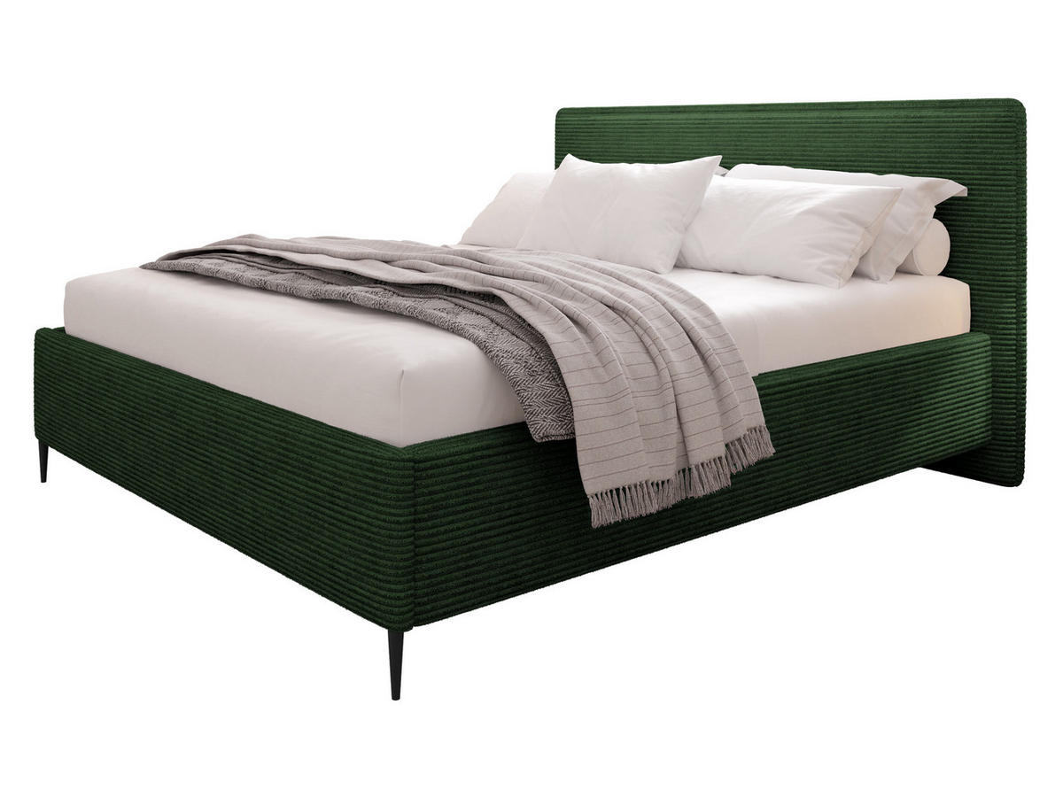POLSTERBETT Puretta - Schwarz/Grün, Holzwerkstoff/Textil (160/200cm) - MIRJAN24