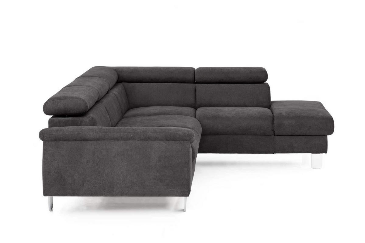 ECKSOFA mit Schlaffunktion und Bettkasten - Chromfarben/Dunkelgrau, Holz/Textil (207/249cm) - Cotta