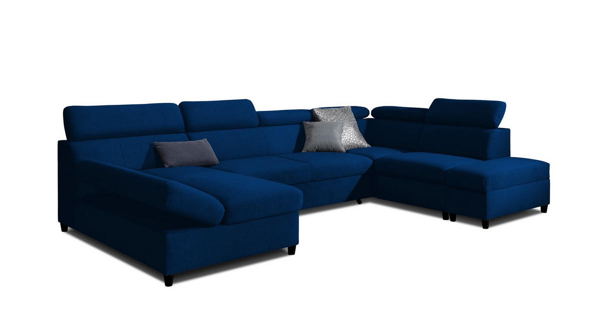 WOHNLANDSCHAFT Schlafsofa Anton - Dunkelblau, Holzwerkstoff/Textil (342/96/205cm) - Fun Möbel