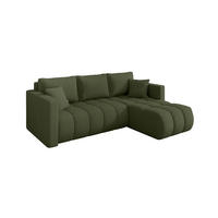 ROHOVÁ SEDAČKA s funkcí spaní, otoman vpravo GARD-L 226x146x85 zelená bouclé - černá/zelená barva, kompozitní dřevo/textil (226/146cm) - ALTDECOR