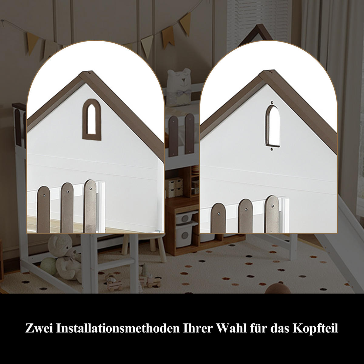 HOCHBETT 90x200 cm Rutsche Dach braun - Weiß, Holz (90/200cm) - LEBENLANG