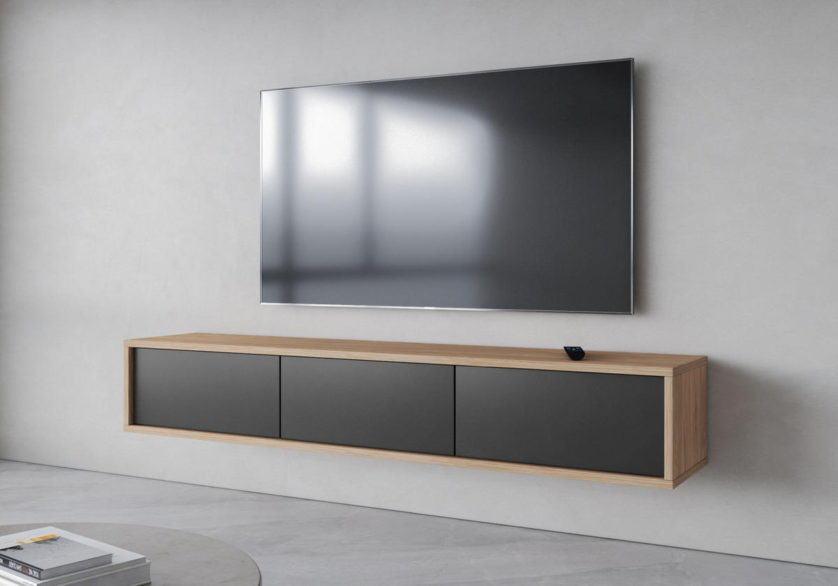 TV-LOWBOARD Moddern Eiche / Anthrazit 180 cm - Eichefarben/Anthrazit, Holzwerkstoff (180/32/36cm) - Selsey