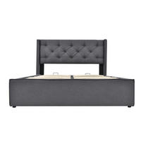 POLSTERBETT aus Baumwolle 140x200 cm in Grau mit Matratze & Bettkasten - Grau, Textil (140/200cm) - Modfu