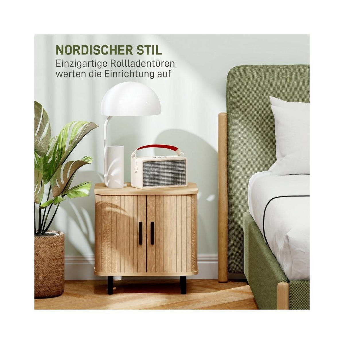 NACHTISCH LAMELLENTÜREN, STAHLBEINE, EICHE, MULTIROOM - Eichefarben, Holz (40/48/48cm)