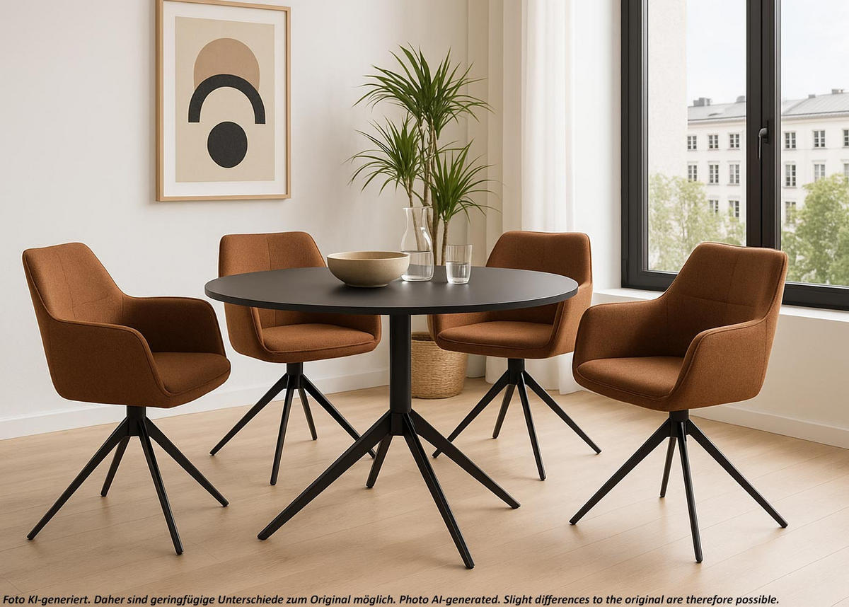 ESSZIMMERSTUHL Schwarz, Orange 2er-Set - Schwarz/Orange, Textil (53/80/59cm) - MCW