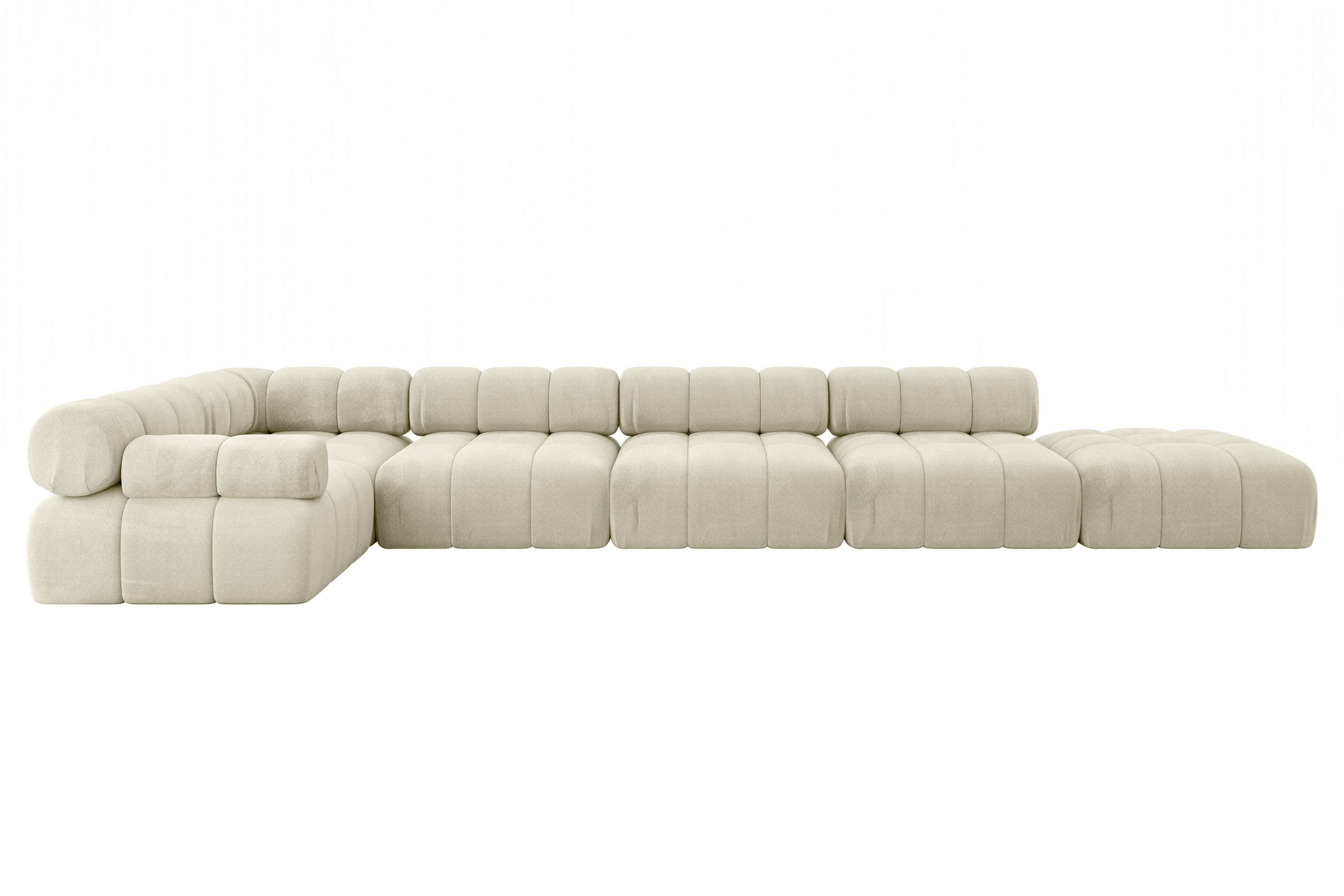 ECKSOFA modulares Sofa Felto-L3 - 475x190x70 cm Beige Velours - Beige, Holzwerkstoff/Textil (475/190cm) - ALTDECOR