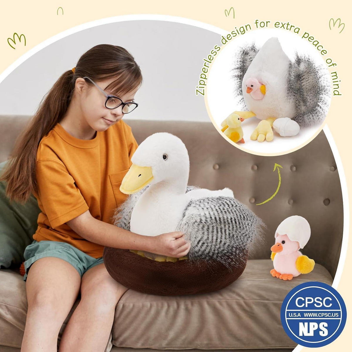 STOFFTIER Ente mit Küken 4-teiliges Set 35 cm - Multicolor, Textil (32/35cm)