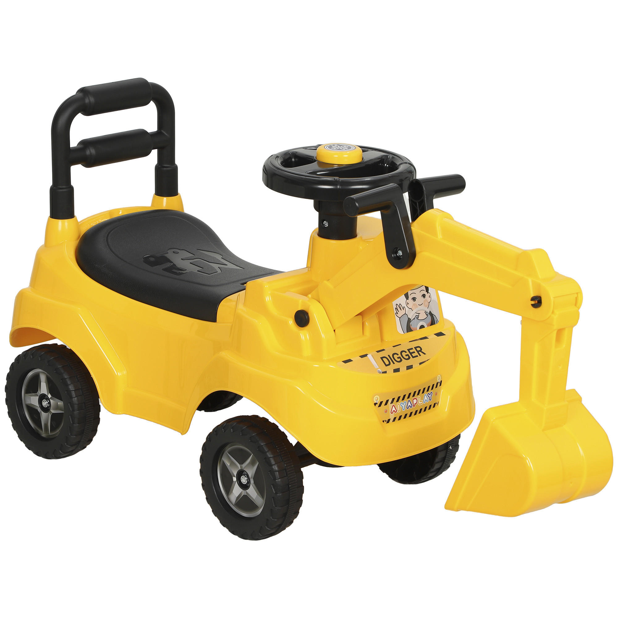 Aiyaplay Kinder-Sitzbagger Gelb 26.5x39x77 cm