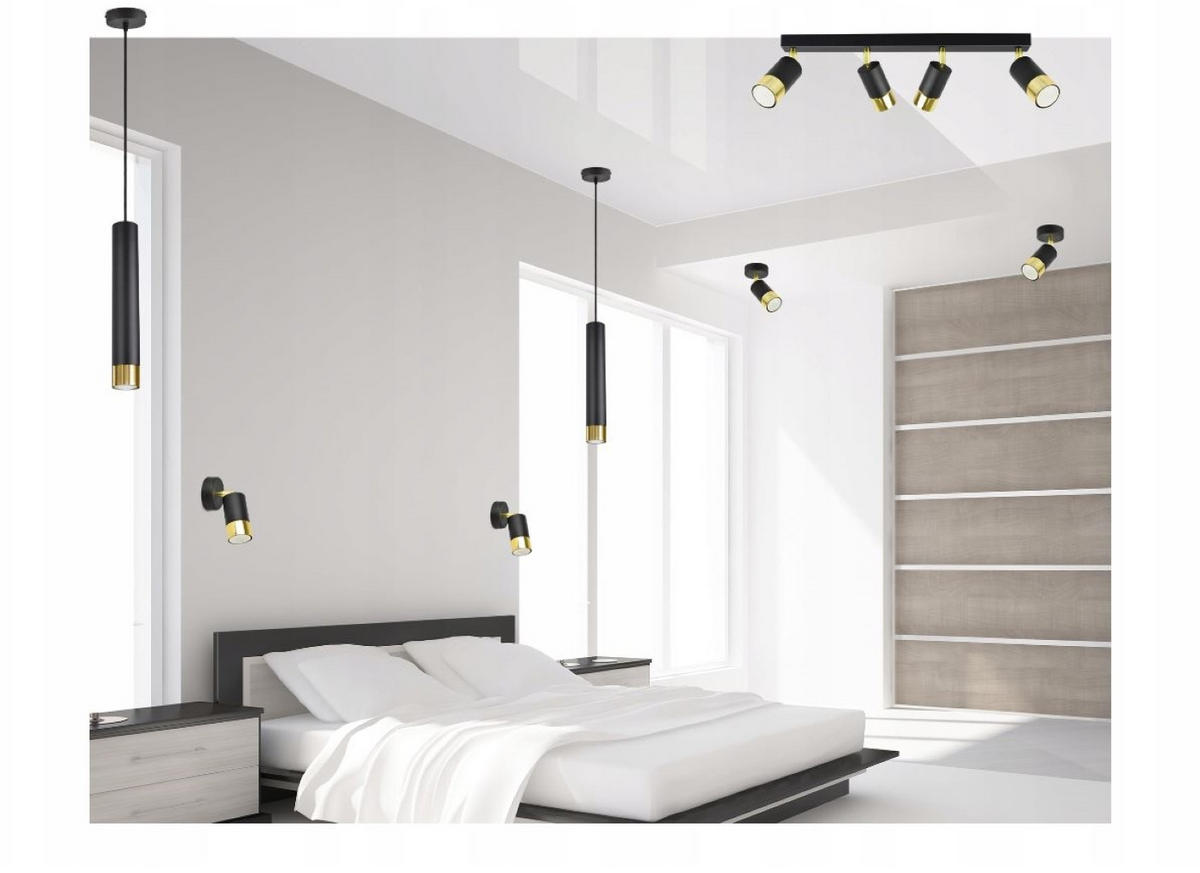 DECKENLEUCHTE Milano Tube - Goldfarben/Schwarz, Metall (8/60/18cm) - kiki design