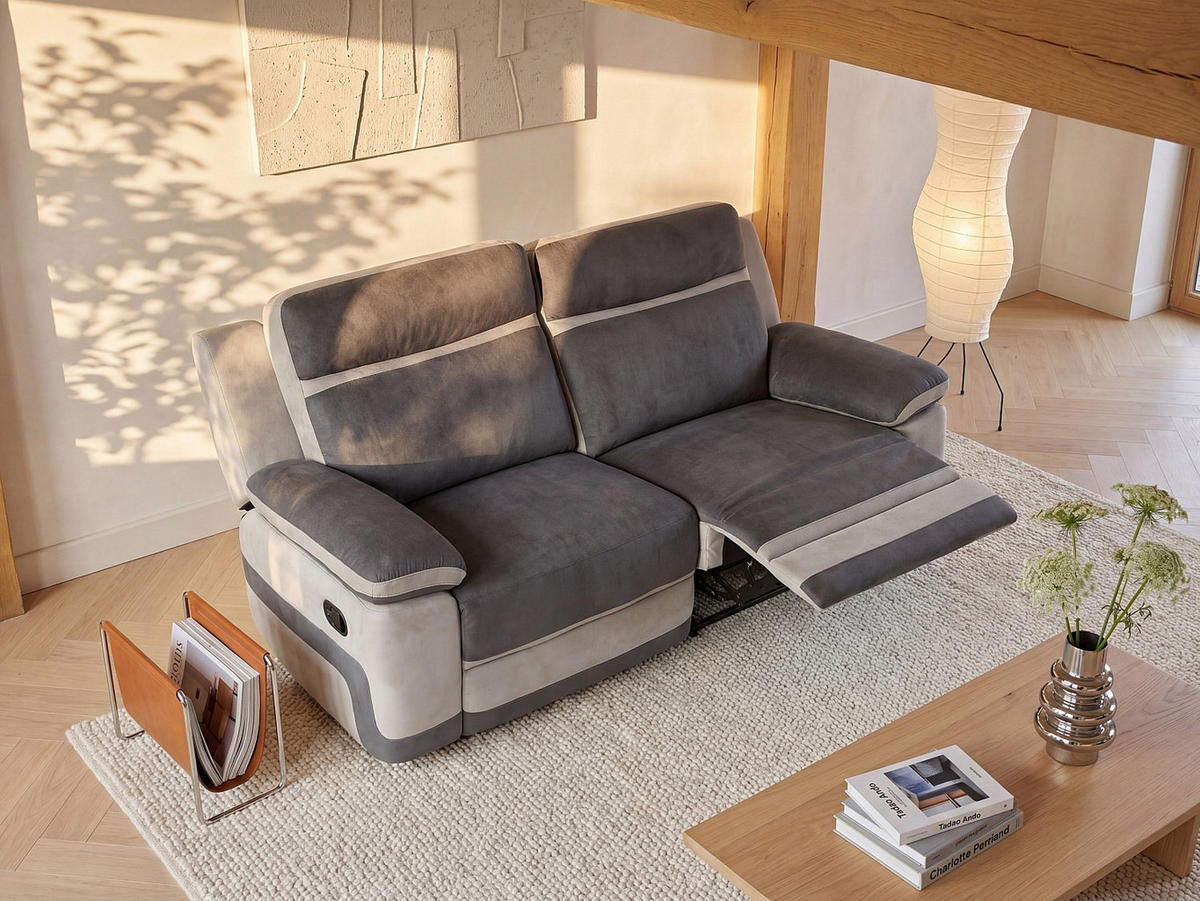 RELAXSOFA - 3 Personen - stoff - anthrazitgrau Talca - Anthrazit, Textil (199/98/96cm) - Vente-Unique