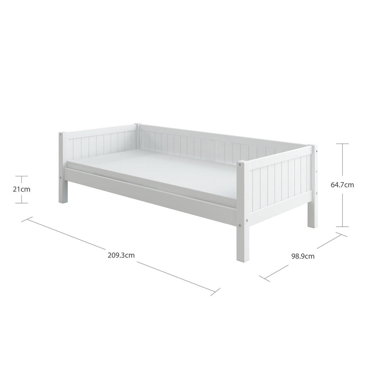 KINDERBETT NORDIC ROMANTIC Weiß 209x99x65 cm - Weiß, Holz - FURNLUX