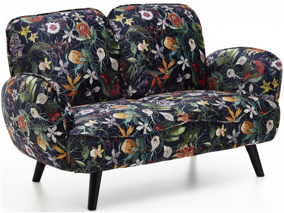 SOFA Ben Samt Blumenmuster - Multicolor, Textil (140/83/87cm) - ATLANTIC home collection