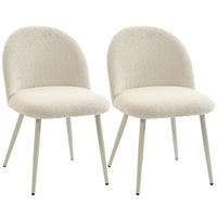 ESSZIMMERSTÜHLE 2ER-SET aus Polyester Metall Cremeweiß - Creme, Textil/Metall (50.5/78.5/57.5cm) - HOMCOM