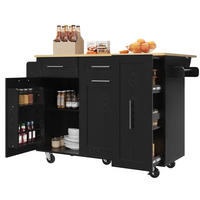 KÜCHENINSEL Klappbar, Speisewagen Mit Stauraum, MDF/Metall, Schwarz-Holzmaserung, 110/46/90,5 cm - Schwarz, Kunststoff (74/90.5/110cm) - Rolipo
