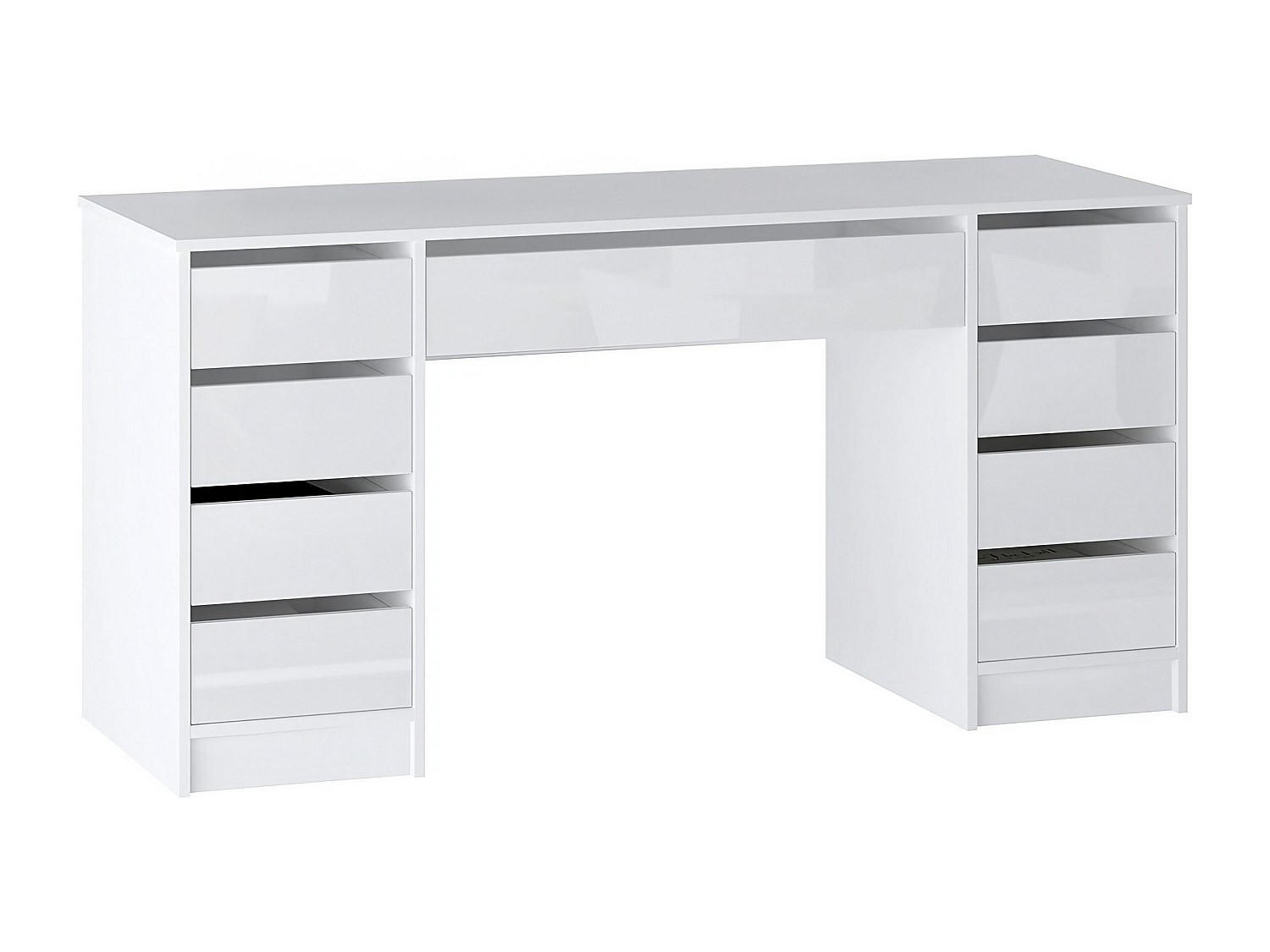 SCHREIBTISCH mit 9 Schubladen – Weiß Glänzend - JENEMI - Weiß, Holz (152.3/53.6/76cm) - Vente-Unique
