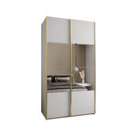 SCHWEBETÜRENSCHRANK 245,5/140/64 2-türig - Goldfarben/Weiß, Holz/Metall (140/245/64cm) - Abiks Möbel