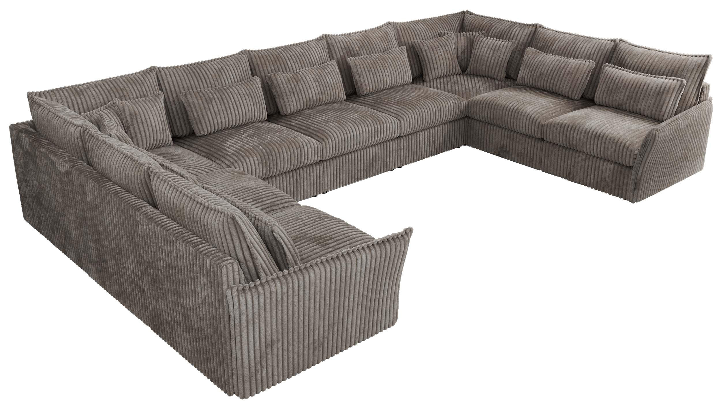 WOHNLANDSCHAFT VERSO U 9M Hellbraun Cord - Hellbraun/Schwarz, Kunststoff/Textil (442/93/270cm) - MKS