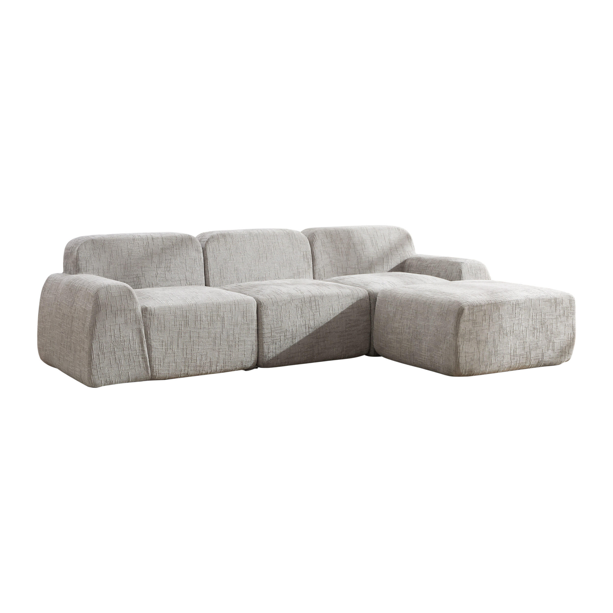 ECKSOFA 269.5/182.5/73 cm Grau mit beweglicher Fußhocker - Grau, Textil (182.5/269.5cm) - Oxeza
