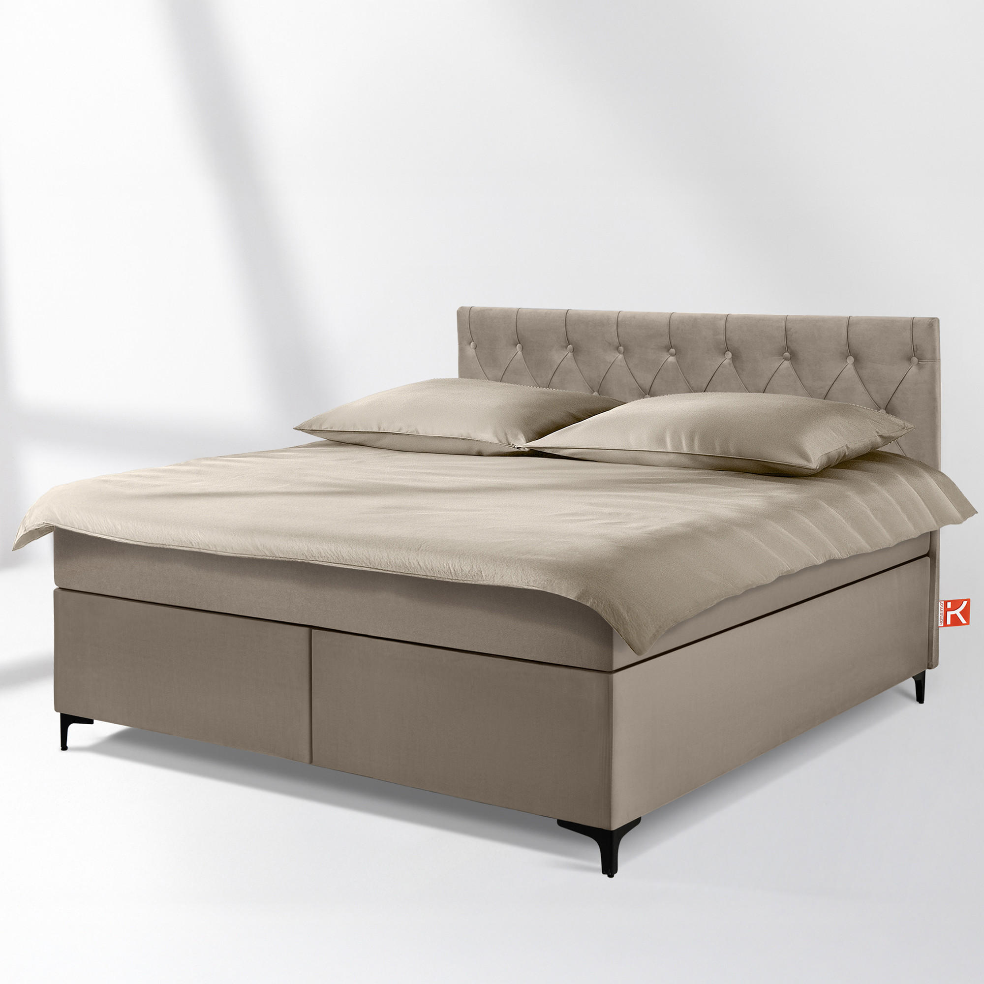POLSTERBETT ARDEA, Beige - Beige/Schwarz, Holz/Holzwerkstoff (160/200cm) - KONSIMO®