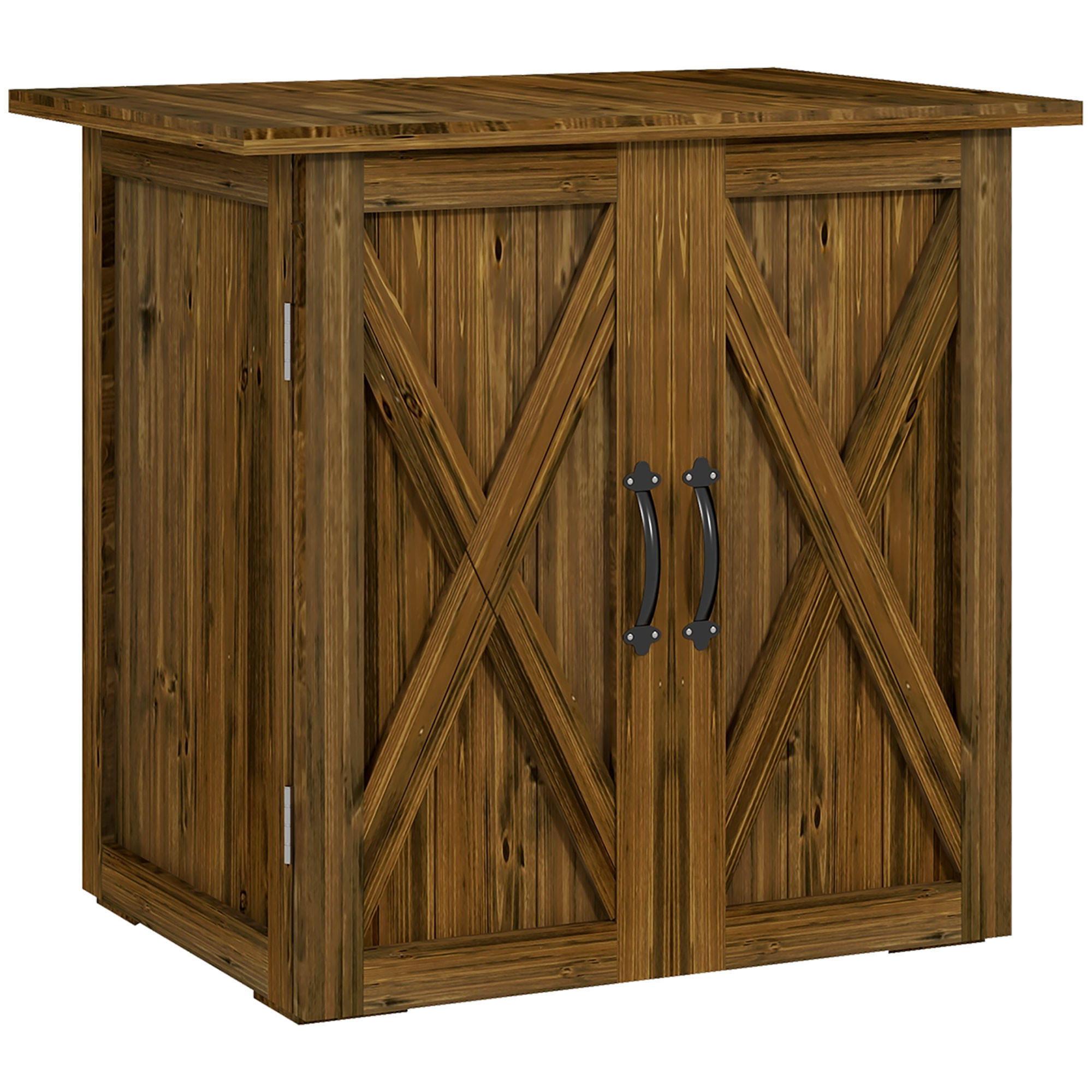 GARTENSCHUPPEN, Holz-Geräteschrank, Wetterfest, Doppeltür, für Garten, Balkon, Braun - Braun, Holz (55/72/77cm) - Outsunny