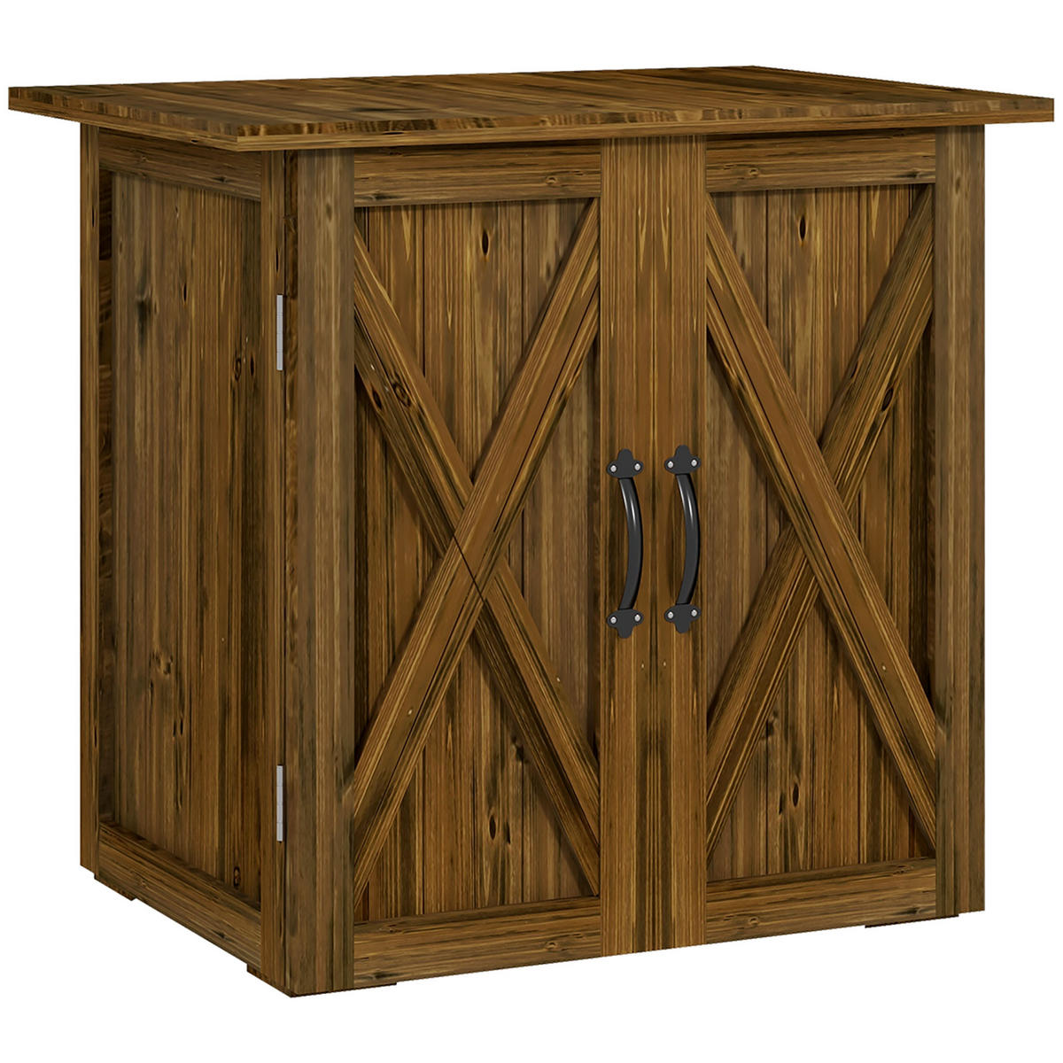 GARTENSCHUPPEN, Holz-Geräteschrank, Wetterfest, Doppeltür, für Garten, Balkon, Braun - Braun, Holz (55/72/77cm) - Outsunny