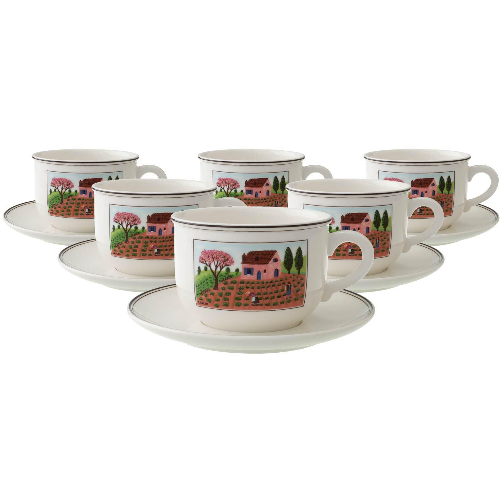 CAPPUCCINOTASSEN MIT UNTERTASSEN Design Naif bunt 330 ml 6er Set - Multicolor, Keramik (16.8/9.3/16.8cm) - Villeroy & Boch