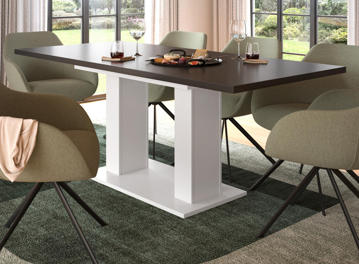 ESSTISCH weiß, grau, Küchentisch ausziehbar 150 - 190 cm - Weiß/Grau, Holzwerkstoff/Metall (150/90/76cm) - Inn.Furn