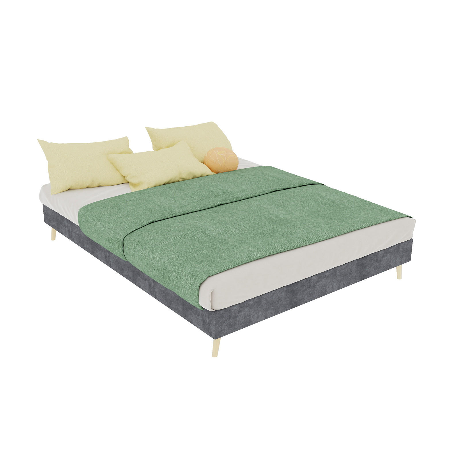 POSTEĽ 140/200 cm sivá z látky a kovu s pevnou konštrukciou v modernom štýle - sivá, textil (140/200cm) - OKWISH
