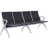 WARTEBANK Kunststoff Schwarz - Schwarz/Grau, Kunststoff/Metall (228/89/59cm) - CLP