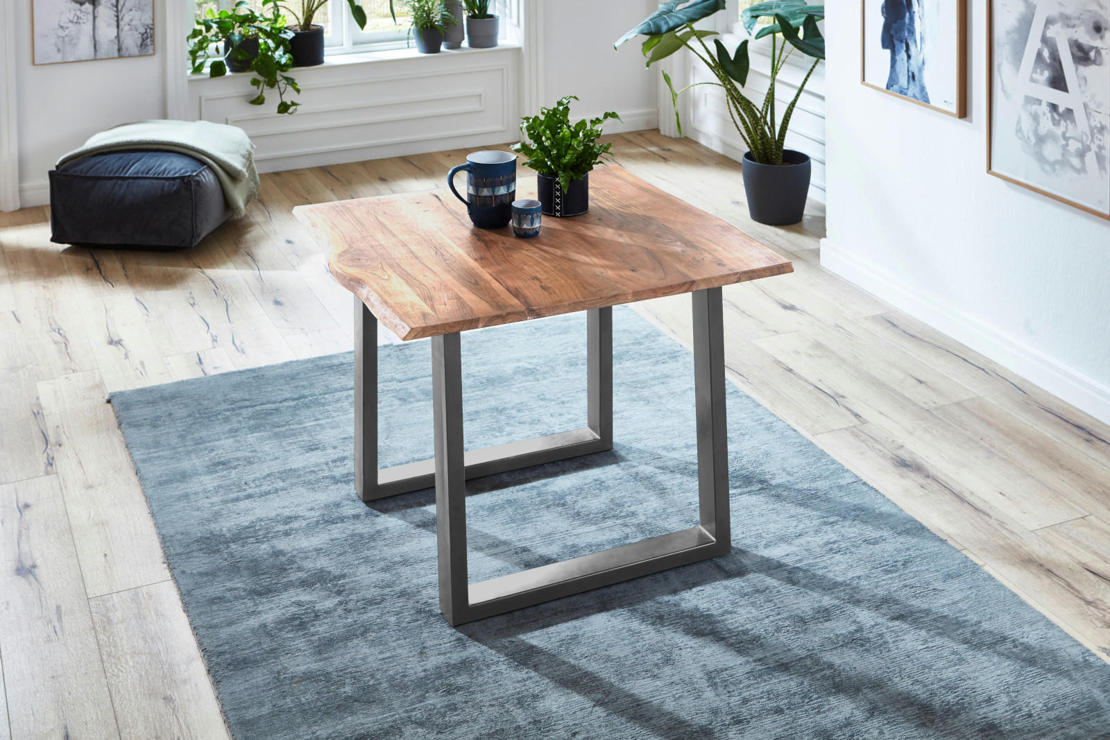ESSTISCH NOAH - Beige/Silberfarben, Holz/Metall (90/90/77cm) - SAM