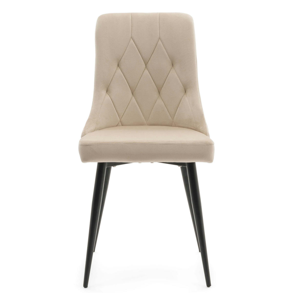 STUHL CAREN gepolstert mit Steppung - beige- Samt Velours - Ecru/Beige, Metall (50/94/65cm) - NEW HOME