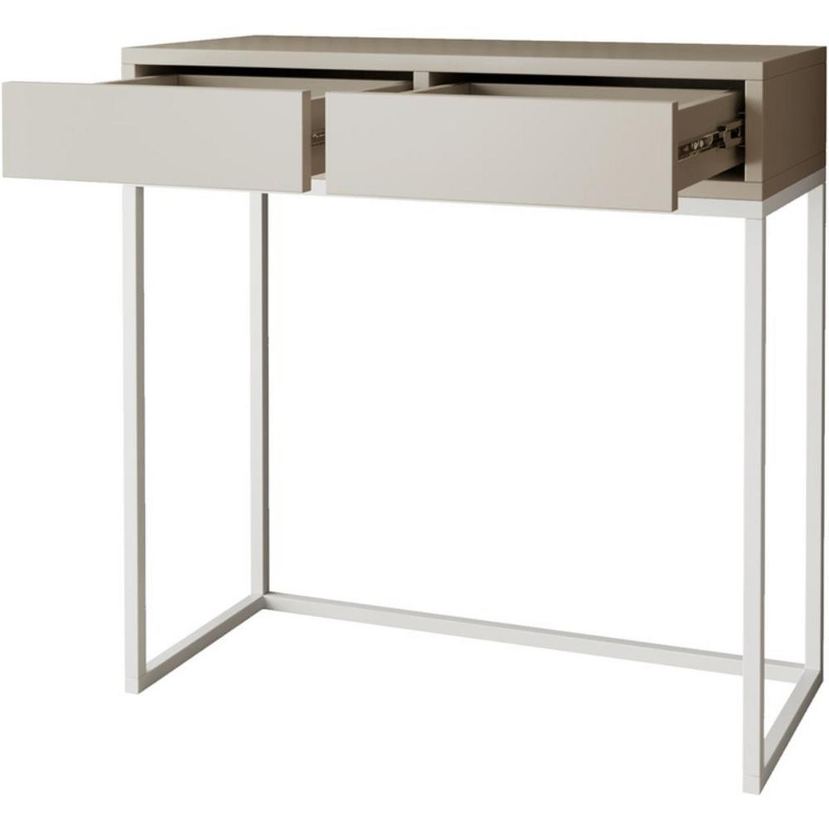 KONSOLENTISCH Lango 80/85/35 kaschmir mit weißen Matellbeinen - Kaschmir/Weiß, Holzwerkstoff/Metall (35/80/85cm) - Beautysofa