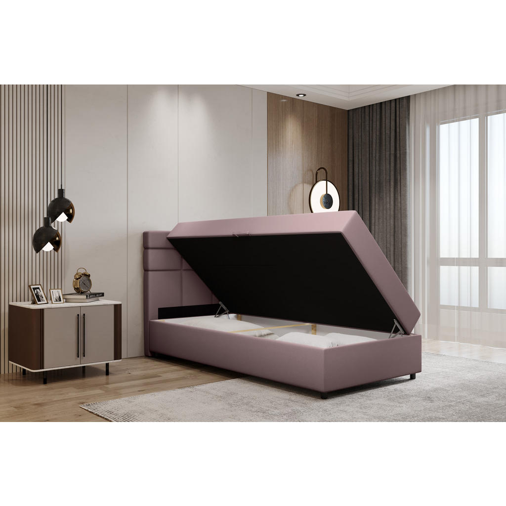 Thumbnail - Panda Möbel Boxbett, Rosa, Holz, Mode, 100x206 cm, Oeko-Tex® Standard 100, Schlafzimmer, Betten, Boxspringbetten
