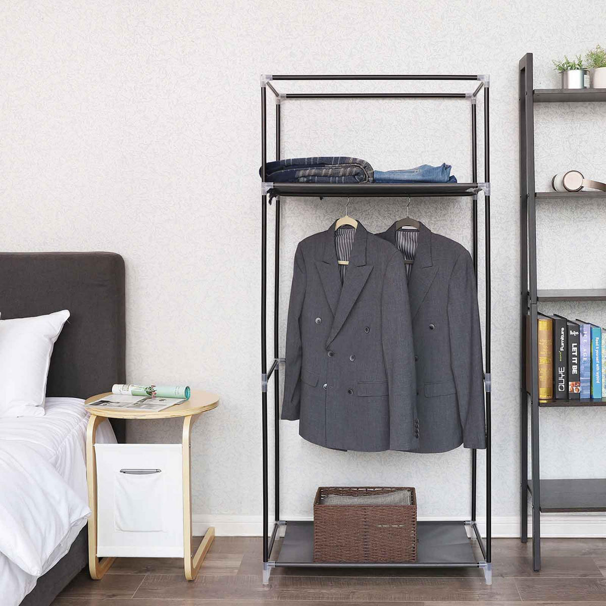 STOFFSCHRANK KLEIDERSCHRANK - Schwarz, Textil (45/75cm) - Hansiro